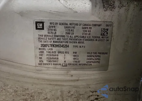 2017 GMC Terrain Sle z USA, uszkodzony, nr VIN 2GKFLTEK3H6345284